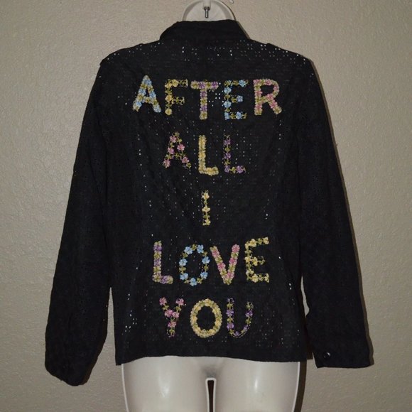 Tu es mon TRESOR Jackets & Blazers - NWOT $1245 Sz S Tu Es Mon Tresor Black Linen Eyelet AFTER ALL I LOVE YOU Jacket